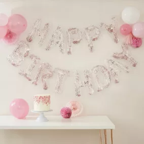   Szülinapi lufi - Happy Birthday felirat - Átlátszó konfetti