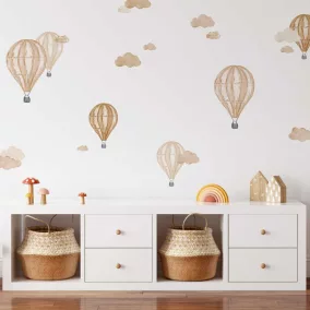 Akvarell hőlégballon falmatrica – búzamező színvilág