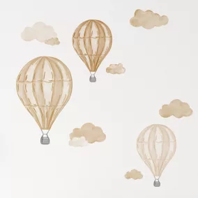 Akvarell hőlégballon falmatrica – búzamező színvilág