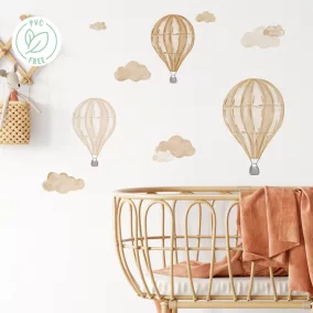 Akvarell hőlégballon falmatrica – búzamező színvilág