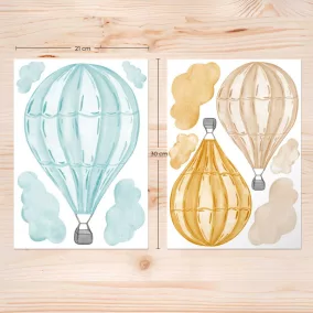 Akvarell hőlégballon falmatrica – tengerpart színvilág