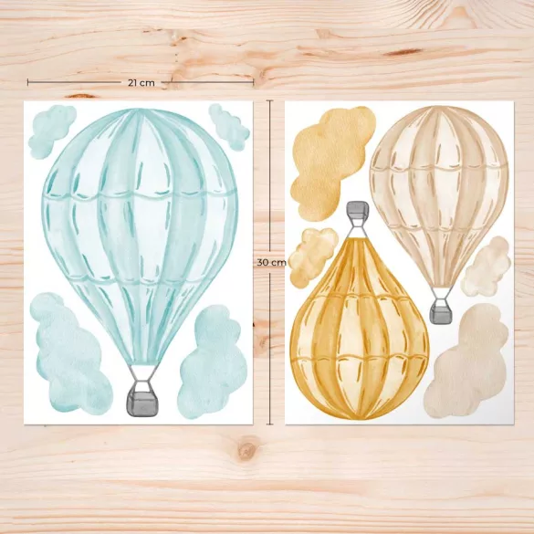 Akvarell hőlégballon falmatrica – tengerpart színvilág