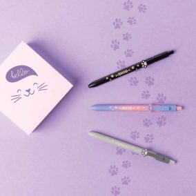 Legami golyóstoll - cicás - szürke - piros tintával