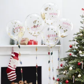   Merry Christmas lufi konfettikkel és villanykörte fűzérrel