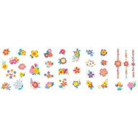 Avenir Tetováló és körömmatrica készlet - Virágok