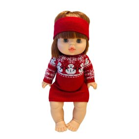   Paola Reina Chloe csukódó szemű baba karácsonyi pulcsiban