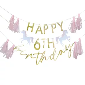   Happy Birthday girland fűzhető betűkkel és számokkal - Princess Party
