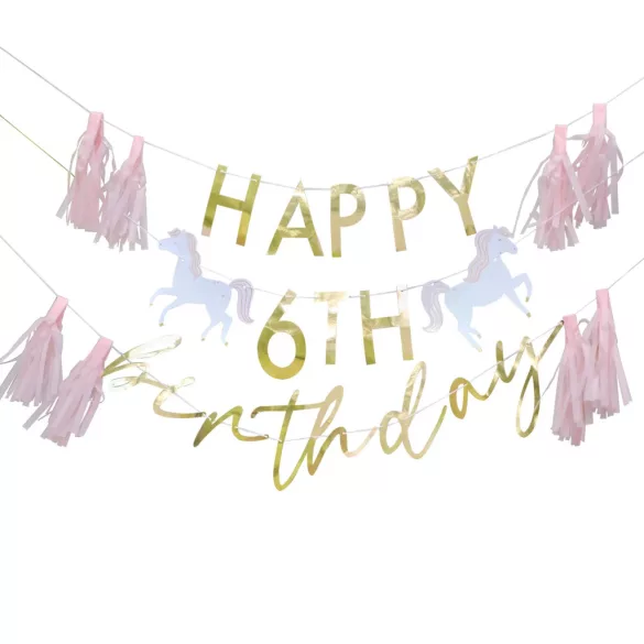 Happy Birthday girland fűzhető betűkkel és számokkal - Princess Party