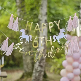   Happy Birthday girland fűzhető betűkkel és számokkal - Princess Party