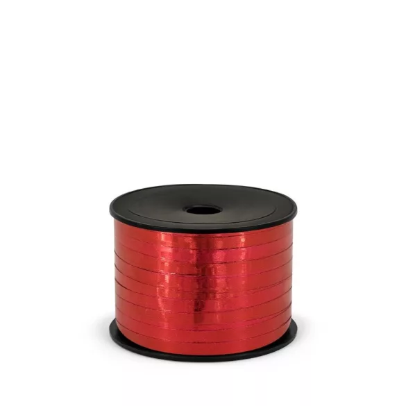 Metál dekorációs szalag 5 mm × 90 m - piros
