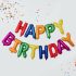 Szülinapi lufi - Happy Birthday felirat - Szívárvány