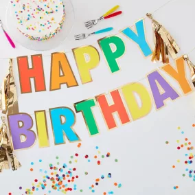 Szülinapi lufi - Happy Birthday felirat - Szívárvány