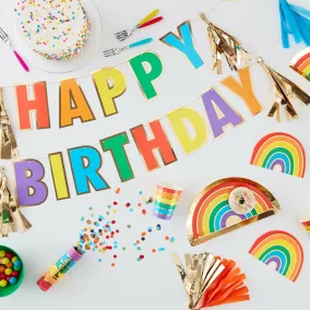 Happy Birthday girland - Szivárvány