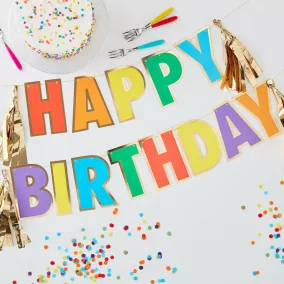 Happy Birthday girland - Szivárvány