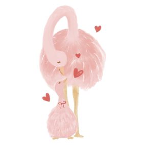 Nagyméretű pink strucc matricák: anya és kicsinye