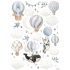 Állatok és Kék Hőlégballonok Falmatrica