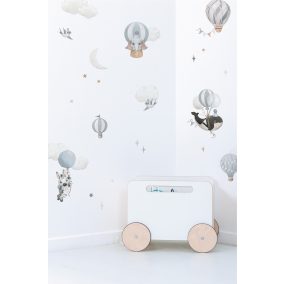 Állatok és Kék Hőlégballonok Falmatrica