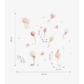 Pink léggömbök és papírsárkányok falmatrica