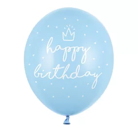   Happy Birthday feliratos lufi - pasztell kék - 6db-os csomag