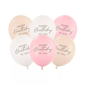 Happy Birthday Feliratos Lufik - 30 cm - Pink mix 6 db
