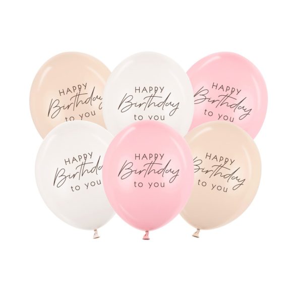 Happy Birthday Feliratos Lufik - 30 cm - Pink mix 6 db