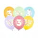 3-as Happy Birthday Lufik - 30 cm – Pasztell színű vegyes szett 6 db