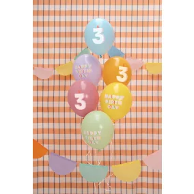   3-as Happy Birthday Lufik - 30 cm – Pasztell színű vegyes szett 6 db