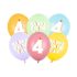 4-es Happy Birthday Lufik - 30 cm – Pasztell színű vegyes szett 6 db