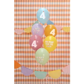   4-es Happy Birthday Lufik - 30 cm – Pasztell színű vegyes szett 6 db