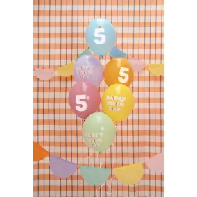   5-ös Happy Birthday Lufik - 30 cm – Pasztell színű vegyes szett 6 db