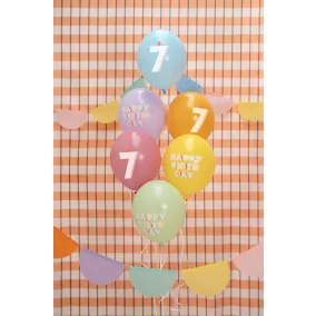   7-es Happy Birthday Lufik - 30 cm – Pasztell színű vegyes szett 6 db