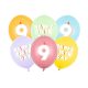 9-es Happy Birthday Lufik - 30 cm – Pasztell színű vegyes szett 6 db