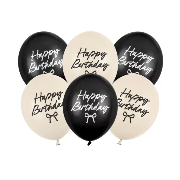 Erős lufik - Happy Birthday masnik - 30 cm - 6 db/csomag