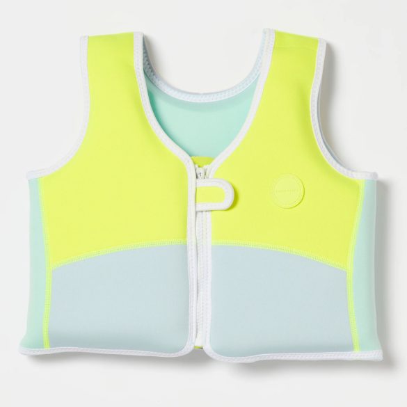 Sunnylife Gyerek úszómellény - Salty the Shark Aqua Neon Yellow - 3-6 év