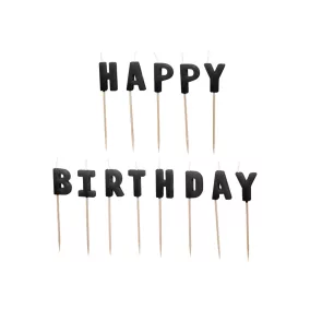 Happy Birthday szülinapi gyertya - 2,5 cm - fekete 13 db-os