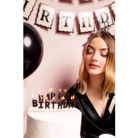 Happy Birthday szülinapi gyertya - 2,5 cm - fekete 13 db-os
