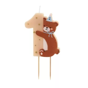 1-es születésnapi szám gyertya Teddy Bear 7 cm