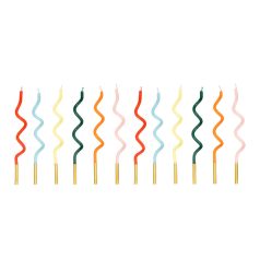 Születésnapi gyertyák - csavart szivárványos - 14 cm