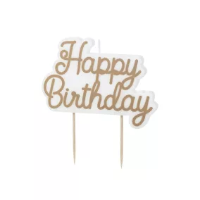   Szülinapi gyertya „Happy Birthday” - hideg arany - 7 -5 × 10 cm