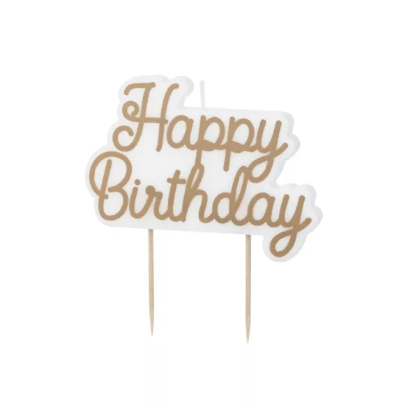 Szülinapi gyertya „Happy Birthday” - hideg arany - 7 -5 × 10 cm