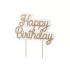 Szülinapi gyertya „Happy Birthday” - hideg arany - 7 -5 × 10 cm