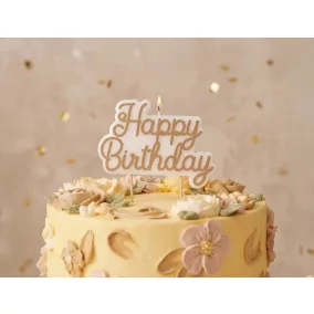   Szülinapi gyertya „Happy Birthday” - hideg arany - 7 -5 × 10 cm