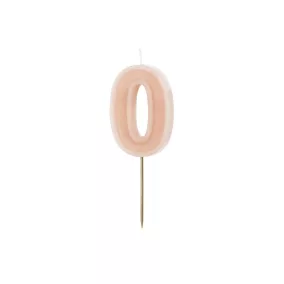 0-ás születésnapi szám gyertya - hamvas rózsa - 6 cm