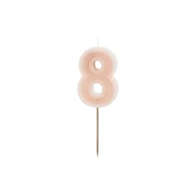 8-as születésnapi szám gyertya - hamvas rózsa - 6 cm