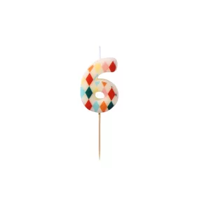 6-os születésnapi szám gyertya - rombusz - 5.5 cm