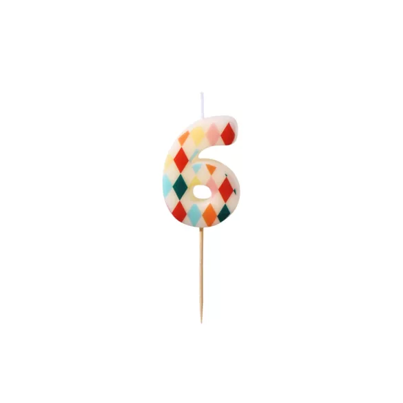 6-os születésnapi szám gyertya - rombusz - 5.5 cm