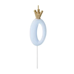 0-ás születésnapi szám gyertya - kék - 9.5 cm