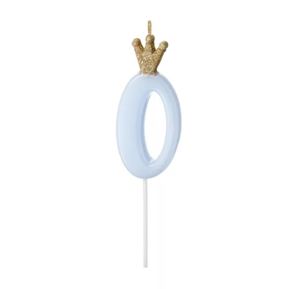 0-ás születésnapi szám gyertya - kék - 9.5 cm