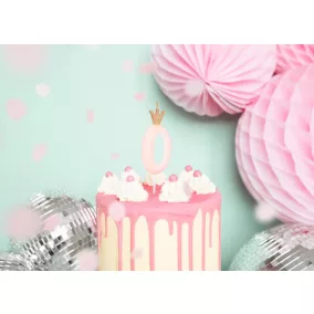 0-ás születésnapi szám gyertya - pink - 9.5 cm