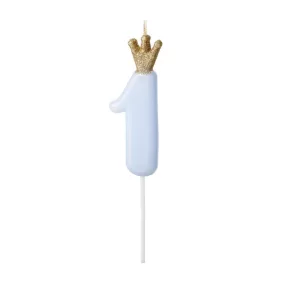 1-es születésnapi szám gyertya - kék - 9.5 cm